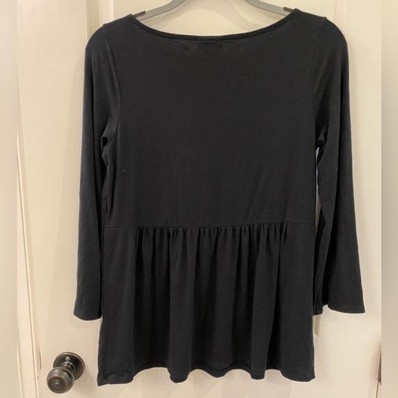 Jill Black Pima Cotton Peplum Tunic Top Buttery Soft 3/4 Sleeve Size XS - Picture 3 of 8